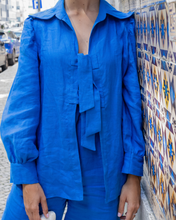 Carregar imagem no visualizador da galeria, Camisa comprida linho azul Ispari
