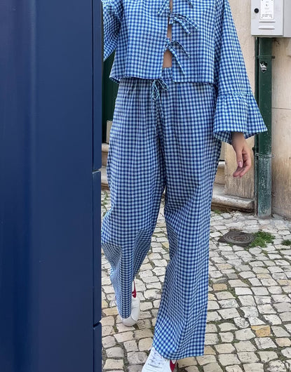 Calças vichy azul Ispari